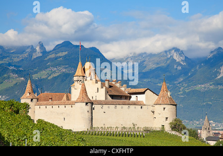 Berühmtes Schloss Chateau d ' Aigle im Kanton Waadt, Schweiz Stockfoto