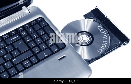 Laptop-CD oder DVD Writer isoliert auf weiss Stockfoto