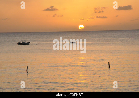 Barbados, Sonnenuntergang Meer, gespiegelten Meer, Urlaub Stockfoto