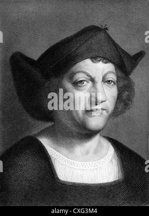 Christopher Columbus (1451-1506) auf Gravur aus dem Jahre 1851. Explorer, Navigator und Kolonisator. Stockfoto