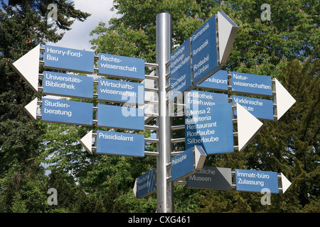 Berlin, der Freien Universität Verzeichnis Dahlem Stockfoto