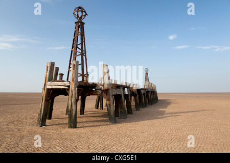 Die Überreste von der Pier in Lytham St Annes Stockfoto