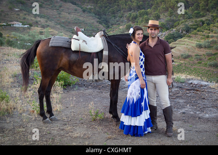 Reiter, die typischen andalusischen Stil Kostümen in Andalusien, Südspanien Stockfoto