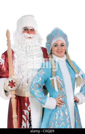 Russische Weihnachten Zeichen Ded Moroz (Väterchen Frost) und Snegurotschka (Schneewittchen) Stockfoto