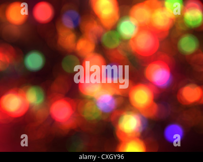Weihnachten Leuchten der Hintergrund jedoch unscharf. Defokussierten Licht Stockfoto