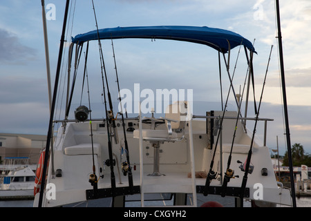 Flybridge auf einem Fischerboot Charter in den frühen Morgenstunden Licht Key West Florida usa Stockfoto