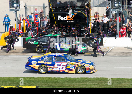 Boxenstopp bei Geico 400 Nasacar Rennen Stockfoto