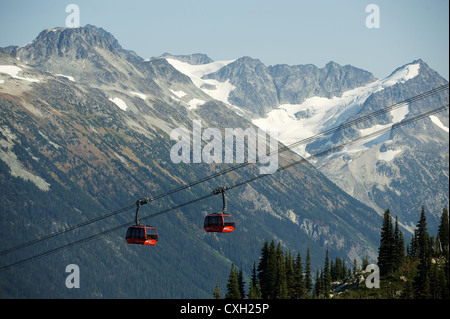 Der Whistler Peak2Peak Gondel.  Oberteil von Whistler Mountain, Whistler, BC, Kanada die Gondel geht von der Spitze des Whistler Mountain, Blackcomb Mountain Stockfoto