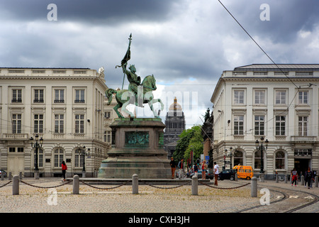 Reiterstatue von Godfrey de Bouillon, Royal Square, Brüssel, Belgien Stockfoto