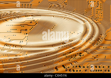 Wellen auf den Leiterplatten - Motherboard - Technologie abstrakt Stockfoto