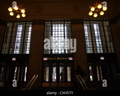 Innenansicht der Treppe und Eingang des Gebäudes als Standort in dem Film "Die Unbestechlichen", Union Station, Chicago Stockfoto