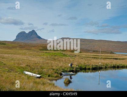 NW schottischen Berg Suliven und Fluss Na Luirgean von Elphin Sutherland.   SCO 8548 Stockfoto