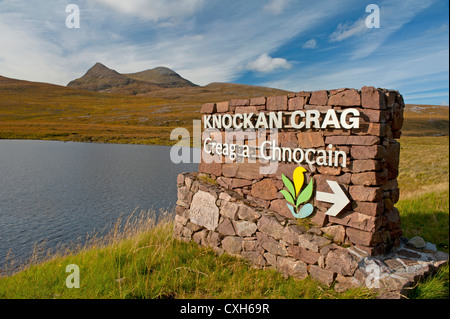 Die geologische Crag Schild am Knockan in Wester Ross. Schottland.   SCO 8562 Stockfoto