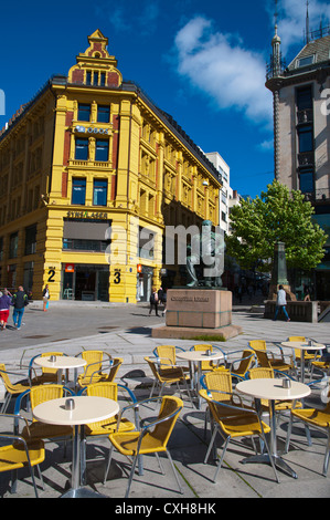 Karl Johans Gate Street Sentrum Oslo Norwegen Mitteleuropa Stockfoto