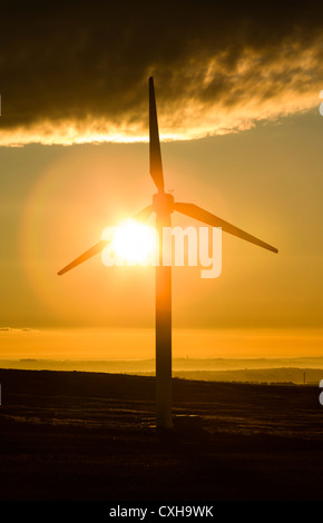 Windpark bei Ovenden Moor in der Nähe von Oxenhope, West Yorkshire. Stockfoto