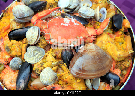 Schüssel mit Paella, Mazatlan, Sinaloa, Mexiko Stockfoto