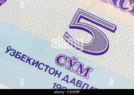 Usbekistan 5 Summe banknote Stockfoto