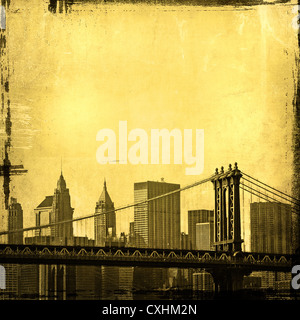 Grunge Bild der Skyline von New york Stockfoto