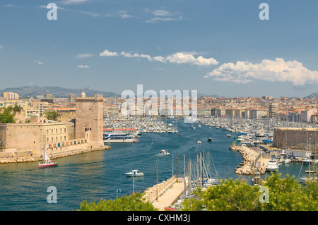 Panoramablick auf Marseille und alten Hafen Stockfoto