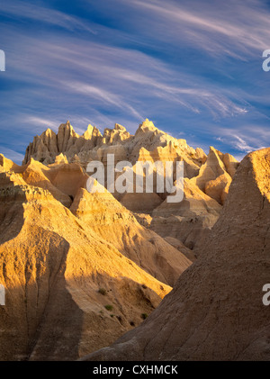 Ausgewaschene Felsformationen. Badlands Nationalpark. South Dakota Stockfoto