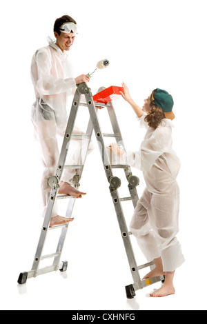 Attraktive junge Erwachsene paar Malerei Stockfoto