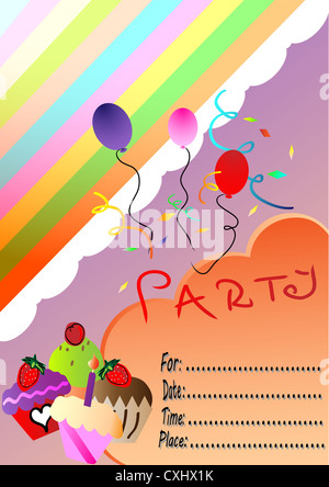 Geburtstag Party Einladungskarte Stockfoto