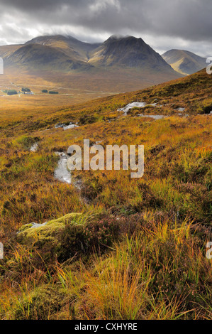 Blick Richtung Meall ein "Bhuiridh und Creise von den Hängen des Beinn Chrulaiste im Herbst, Glencoe, Schottisches Hochland Stockfoto