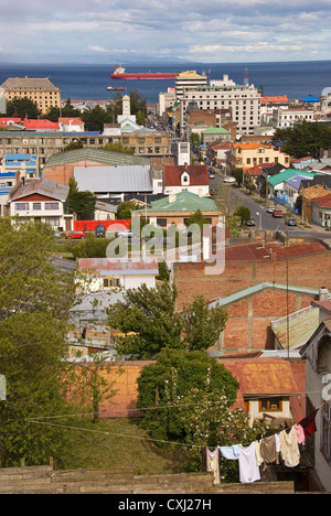 Elk198-4012v Chile, Patagonien, Punta Arenas, Stadt von Cerro De La Cruz Stockfoto