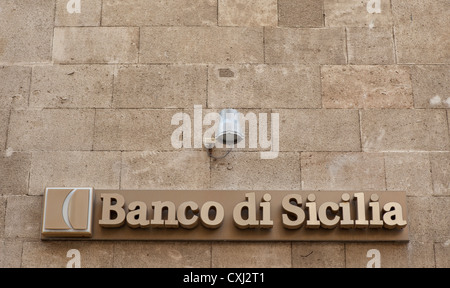 Banco di Sicilia Zeichen Stockfoto