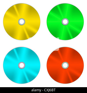 Compact-Discs vor einem weißen Hintergrund isoliert Stockfoto