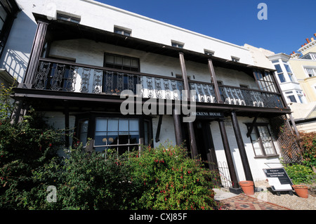 Das Dickens House Museum in "Betsey Trotwood Haus", Broadstairs, Kent. Stockfoto