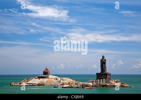 Vivekananda Fels Denkmal und Thiruvalluvar Statue. Kanyakumari. Cape Comorin. Indien Stockfoto