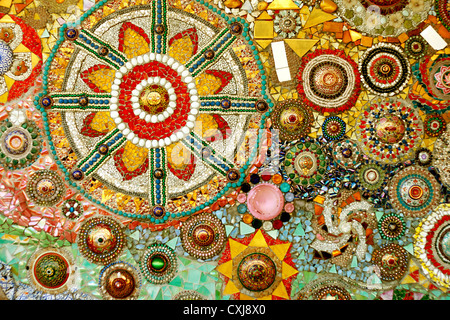 Buntes Glas Mosaik Kunst und abstrakte Wand Hintergrund Stockfoto