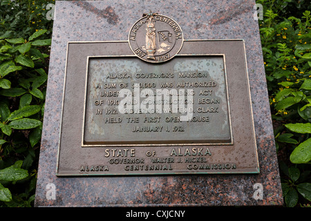 Plaque, des Gouverneurs, Juneau, Alaska Stockfoto