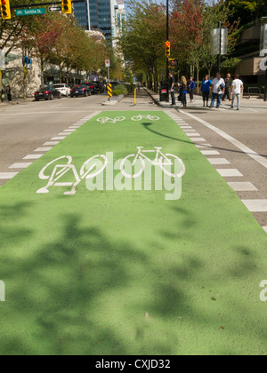 Zwei-Wege-Bike Lane, Vancouver, Kanada Stockfoto