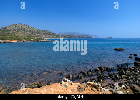 Strand Kolokytha Halbinsel Elounda Agios Nikolaos Kreta Griechenland Stockfoto