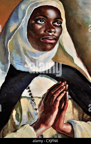 Spanien: Öl-Porträt der Schwester Teresa Chicaba im Museum des Convento de Las Dueñas in Salamanca Stockfoto