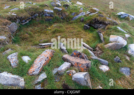 Thule Homepage auf Devon Island in der Nähe von Dundas Harbour, Nunavut, Kanada. Von frühen Inuit 1000 besetzt Jahren Stockfoto