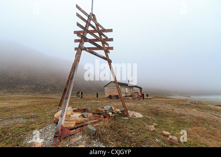 Reste der RCMP (Royal Canadian Mounted Police) Stelle an der Dundas Harbour auf Devon Island in Lancaster Sound, Nunavut, Kanada Stockfoto