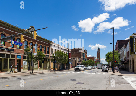 West 25th Street mit Blick auf den Stadtteil Marktplatz, Ohio, Cleveland, Ohio, USA Stockfoto