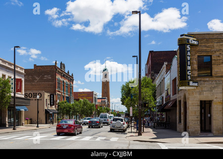 West 25th Street mit Blick auf den Stadtteil Marktplatz, Ohio, Cleveland, Ohio, USA Stockfoto