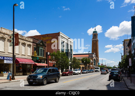 West 25th Street mit Blick auf den Stadtteil Marktplatz, Ohio, Cleveland, Ohio, USA Stockfoto