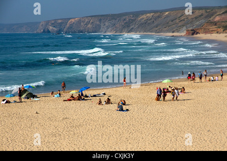 Praia da Bordeira, Carrapateira, Aljezur, Naturpark Costa Vicentina, Algarve Portugal. (Auf der Route von Rota Vicentina) Stockfoto