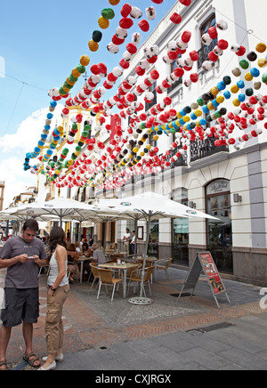 Cafés In Plaza Del Socorro Ronda Malaga Spanien Stockfoto