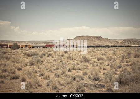 Güterzug, Route 66, New Mexico, USA Stockfoto