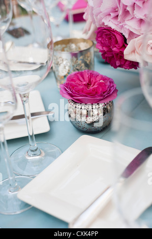 Tabelle bei Hochzeitsfeier, Toronto, Ontario, Kanada Stockfoto
