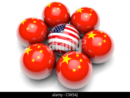 USA CHINA MACHTBALANCE zwischen Amerika und den chinesischen Beziehungen - KONZEPT Stockfoto