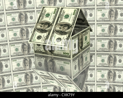 Haus von hundert Dollar. 3D Stockfoto