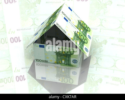 Haus von hundert Dollar. 3D Stockfoto