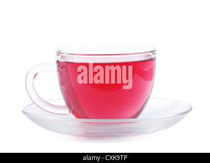 Tee in Tasse mit Zitrone isoliert auf weißem Hintergrund Stockfoto